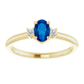 14K Yellow Lab-Grown Blue Sapphire & .04 CTW Natural Diamond Ring